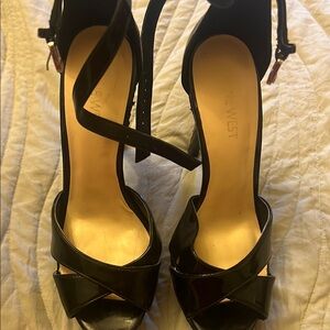 Nine West Black Strappy Heels